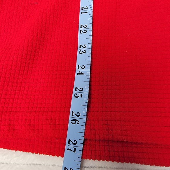 Lands’ End Men’s Fleece Pullover L Red Quarter Zip Waffle Knit Long Sleeve - Picture 6 of 9